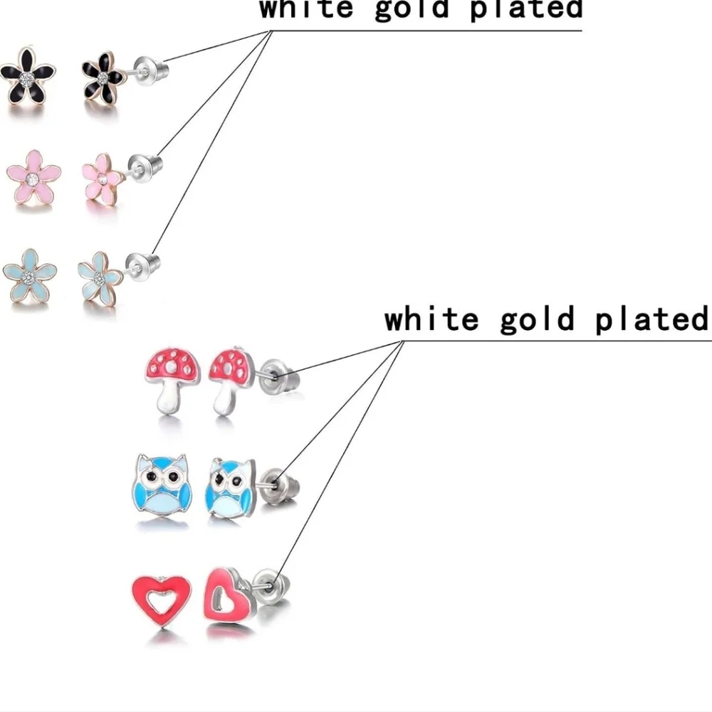 Colorful Kids Stud Earrings Set